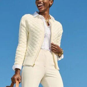 nwt TALBOTS texture stitch bomber cardigan bomber sweater xs